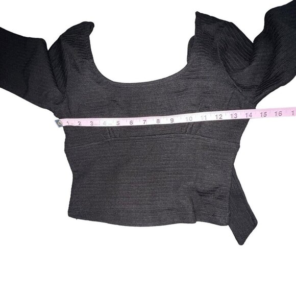 B.O.G. BAND OF‎ THE FREE BLACK RIBBED CROP KNIT SHIRT LONG SLEEVES WOMEN SIZE XS - Picture 5 of 10